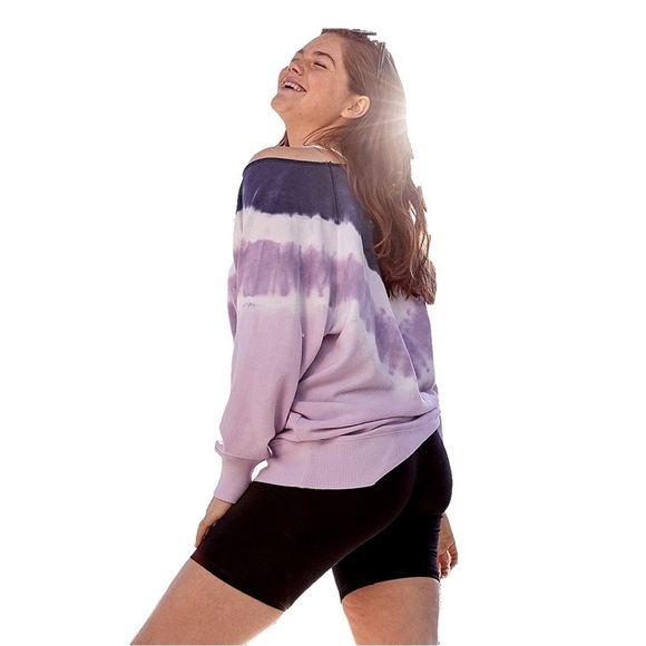 Aerie American Eagle Pink Blue Raw Cut City Sweatshirt Medium EUC - Picture 4 of 12